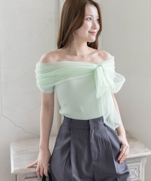 clear | チュールリボンデザインニットトップス[フェミニン ニット チュール リボン](ニット/セーター)