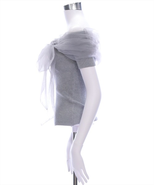 clear（クリア）の「チュールリボンデザインニットトップス[フェミニン ニット チュール リボン]≪2025SS新作≫（ニット/セーター・レディース・ブラック/グレー/オフホワイト/モカ/ボルドー・F）」の19枚目の写真