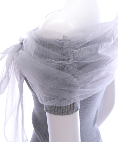 clear（クリア）の「チュールリボンデザインニットトップス[フェミニン ニット チュール リボン]≪2025SS新作≫（ニット/セーター・レディース・ブラック/グレー/オフホワイト/モカ/ボルドー・F）」の22枚目の写真