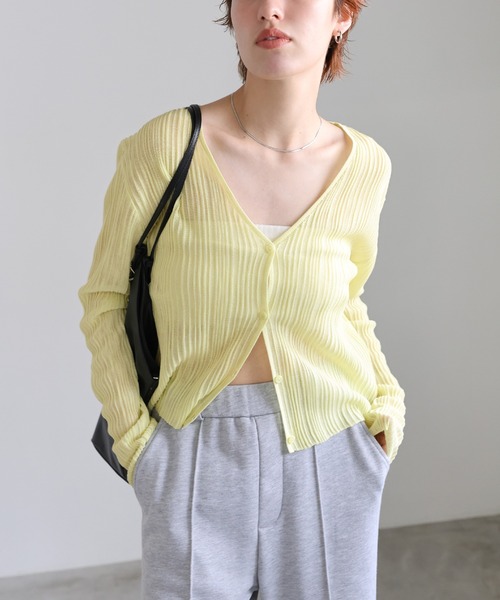 stunninglure rシアーリブVネックカーディガン STUNNING LURE