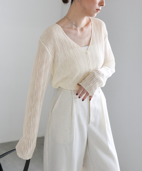 シアーリブVネックカーディガン（カーディガン/ボレロ）｜select MOCA