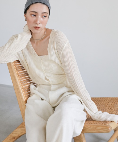 stunninglure rシアーリブVネックカーディガン STUNNING LURE