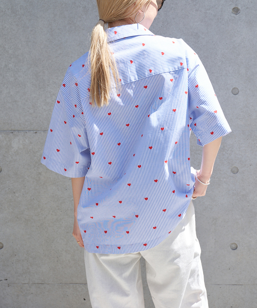 OUTDOOR PRODUCTS(アウトドアプロダクツ)の「ハートジャガード WORK SHIRT(シャツ/ブラウス・レディース・サックスブルー・FREE)」の3枚目の写真
