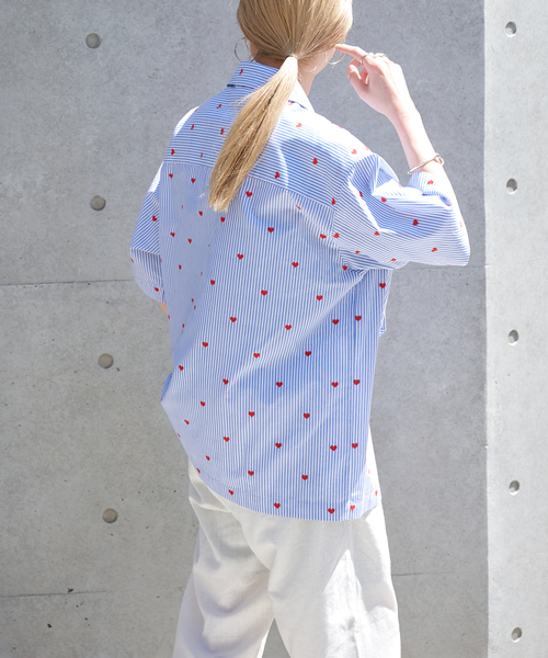OUTDOOR PRODUCTS(アウトドアプロダクツ)の「ハートジャガード WORK SHIRT(シャツ/ブラウス・レディース・サックスブルー・FREE)」の4枚目の写真