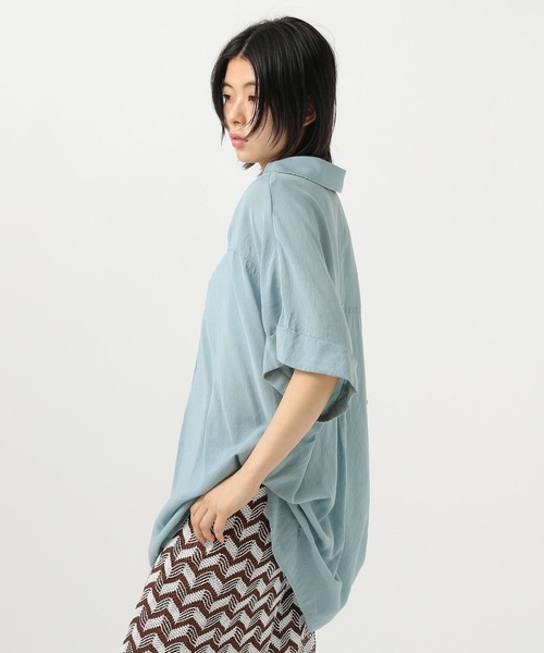 BAYFLOW（ベイフロー）の「[ひんやりとした肌触り]シアースキッパーシャツ（シャツ/ブラウス・レディース・チャコール/ライトグレー/ライトブルー・FREE）」の13枚目の写真