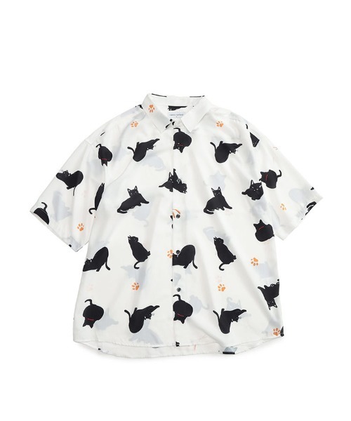 SAKAZEN(サカゼン)の「Candy Fantasy 柄シャツ 半袖 シャツ メンズ レディース 動物 アニマル 猫 ペンギン(シャツ/ブラウス・メンズ・カーキ/ネイビー/C/D/E/F/B/G/ブルー/グリーン/グレー×サックスブルー/A/ベージュ・M/L)」の1枚目の写真
