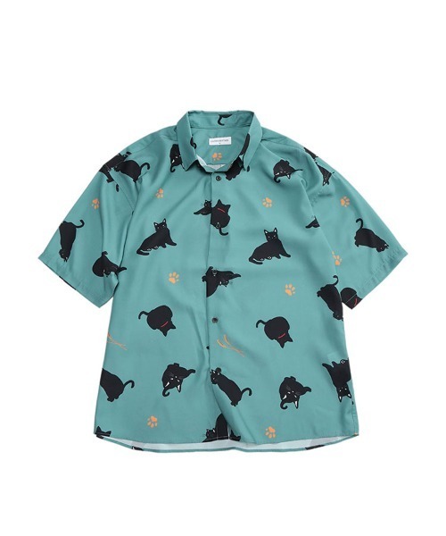 SAKAZEN(サカゼン)の「Candy Fantasy 柄シャツ 半袖 シャツ メンズ レディース 動物 アニマル 猫 ペンギン(シャツ/ブラウス・メンズ・カーキ/ネイビー/C/D/E/F/B/G/ブルー/グリーン/グレー×サックスブルー/A/ベージュ・M/L)」の5枚目の写真