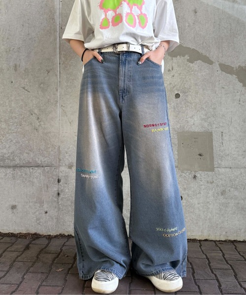セール】レタリング刺繍デニム（デニムパンツ）｜sedacle（セダクル