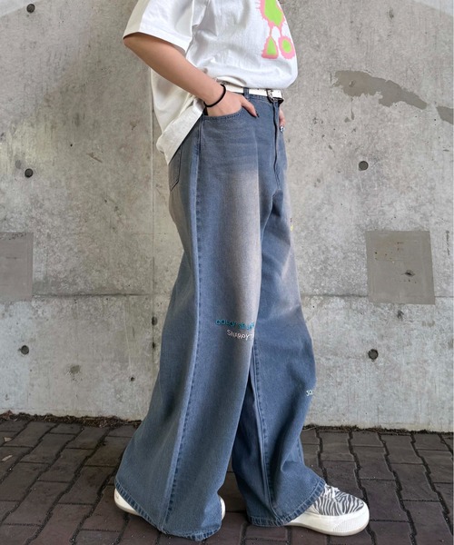 エンジェルブルー 美品 ニット 刺繍 デニムパンツ M 150 エンジェルブルー 美品 ニット 刺繍 デニムパンツ M 150