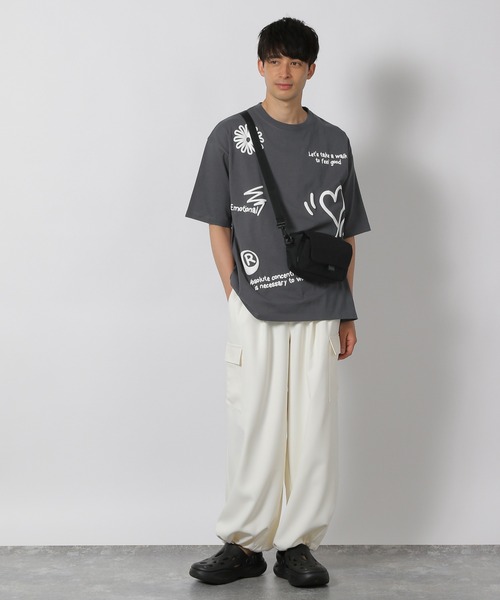 LAKOLE(ラコレ)の「ハッポウプリントT / 425166(Tシャツ/カットソー・メンズ・ホワイト/オレンジ/チャコール・MEDIUM/LARGE)」の11枚目の写真