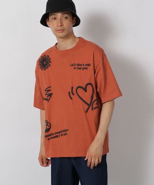 LAKOLE(ラコレ)の「ハッポウプリントT / 425166(Tシャツ/カットソー・メンズ・ホワイト/オレンジ/チャコール・MEDIUM/LARGE)」の15枚目の写真