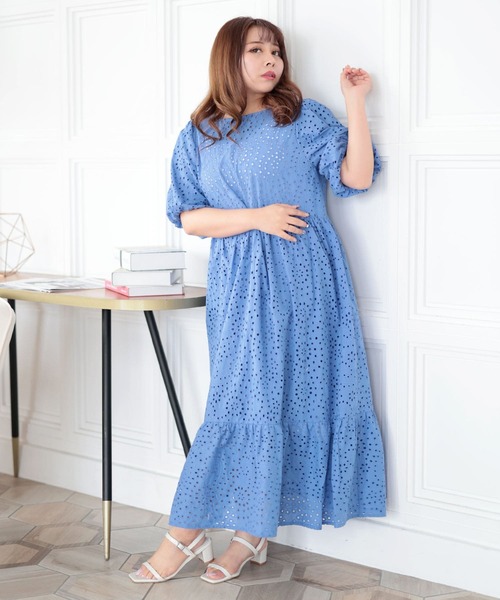 ヴィンテージ★水色★ワンピース★フリル★バルーンスリーブ レース たっぷりフリルのヴィンテージワンピース | Fancy ☆World