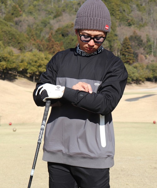 LUXE/R GOLF(ラグジュ ゴルフ)の「(RM)【LUXE/R GOLF】ストレッチ クロス バイカラー ロゴ ジャガード プルオーバー シャツ(スウェット・メンズ・グレー系/チャコールグレー×ブラック/ブラック×ホワイト・L/XL/M)」の5枚目の写真