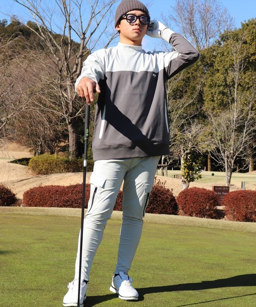 LUXE/R GOLF(ラグジュ ゴルフ)の「(RM)【LUXE/R GOLF】ストレッチ クロス バイカラー ロゴ ジャガード プルオーバー シャツ(スウェット・メンズ・グレー系/チャコールグレー×ブラック/ブラック×ホワイト・L/XL/M)」の9枚目の写真