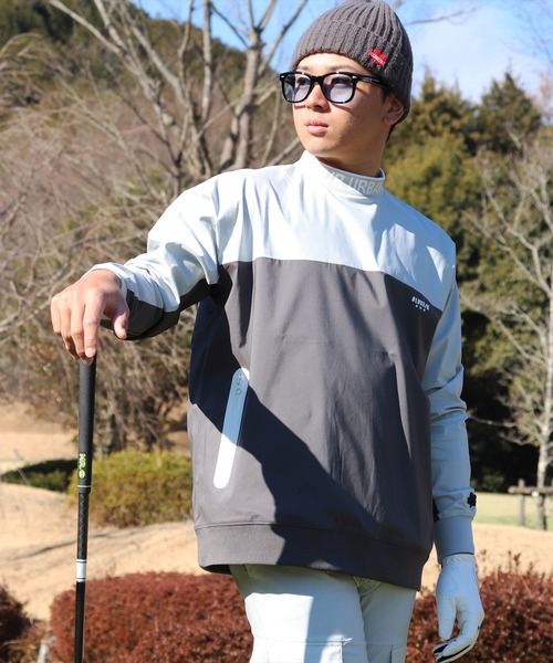 LUXE/R GOLF(ラグジュ ゴルフ)の「(RM)【LUXE/R GOLF】ストレッチ クロス バイカラー ロゴ ジャガード プルオーバー シャツ(スウェット・メンズ・グレー系/チャコールグレー×ブラック/ブラック×ホワイト・L/XL/M)」の11枚目の写真
