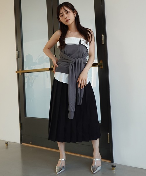 EIMY ISTOIRE(エイミーイストワール)の「レースポイントプリーツミディスカート(スカート・レディース・ブラウン/ブラック/グレー・S/M)」の2枚目の写真