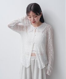 Kastane | 【S.Mサイズ展開】衿付きレースプルオーバー(Tシャツ/カットソー)