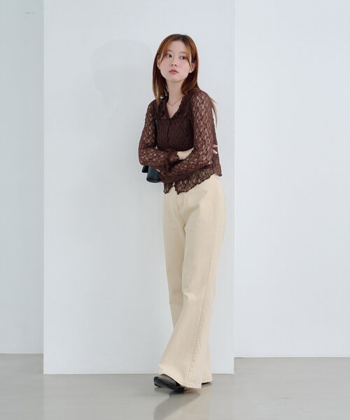 kastane 【S.Mサイズ展開】衿付きレースプルオーバー　アイボリー　M 新色追加/S.Mサイズ展開】衿付きレースプルオーバー（Tシャツ