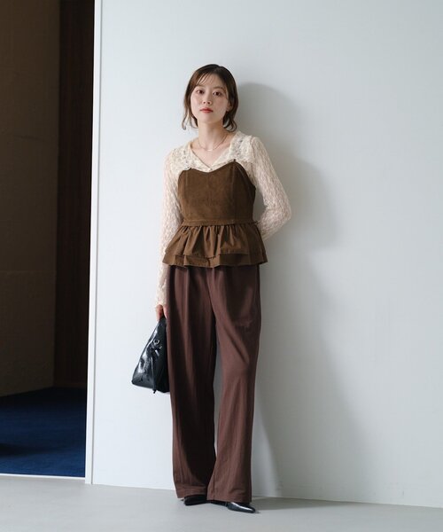 Kastane（カスタネ）の「【新色追加/S.Mサイズ展開】衿付きレースプルオーバー（Tシャツ/カットソー・レディース・ホワイト/アイボリー/ブラック/ブラウン・SMALL/MEDIUM）」の20枚目の写真