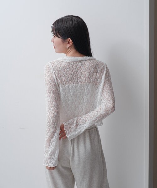 kastane 【S.Mサイズ展開】衿付きレースプルオーバー　アイボリー　M S.Mサイズ展開】衿付きレースプルオーバー（Tシャツ/カットソー