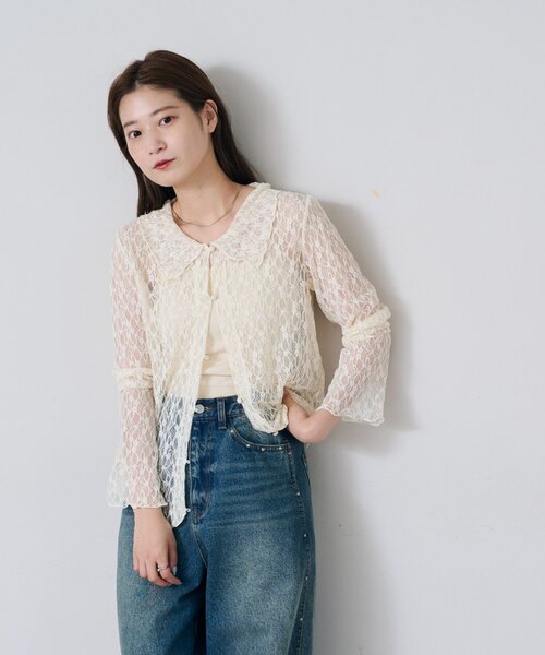 kastane 【S.Mサイズ展開】衿付きレースプルオーバー　アイボリー　M 新色追加/S.Mサイズ展開】衿付きレースプルオーバー | Kastane