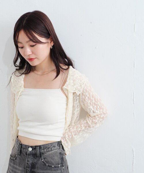 kastane 【S.Mサイズ展開】衿付きレースプルオーバー　アイボリー　M 新色追加/S.Mサイズ展開】衿付きレースプルオーバー | Kastane