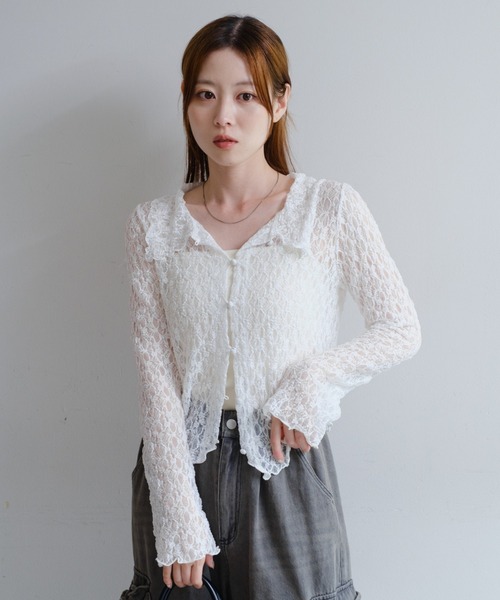 kastane 【S.Mサイズ展開】衿付きレースプルオーバー　アイボリー　M 新色追加/S.Mサイズ展開】衿付きレースプルオーバー | Kastane