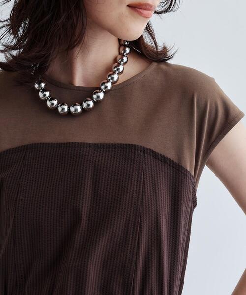 GALLEST(ギャレスト)の「ストライプサッカービスチェワンピース(ワンピース・レディース・ブラック/ブラウン系その他・36/38/40)」の6枚目の写真