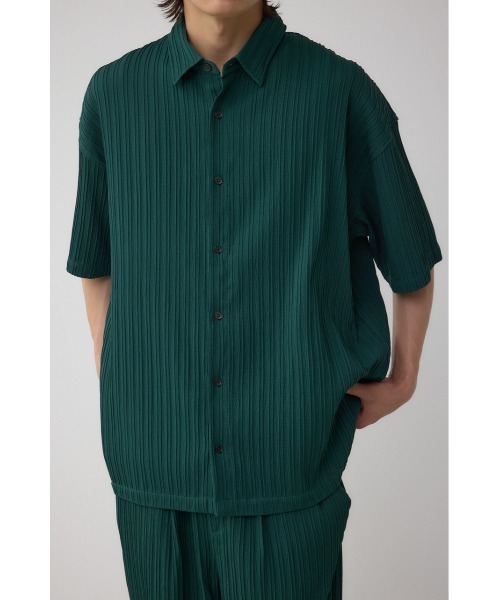 AZUL by moussy(アズールバイマウジー)の「タック楊柳リラックスシャツ(シャツ/ブラウス・メンズ・ライトグレー/グリーン/ブラック・MEDIUM/LARGE)」の3枚目の写真