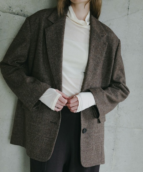 セール】【ZOZO限定カラー】チェックツィードテーラージャケット