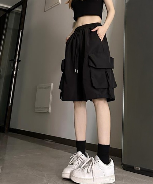 Miniministore（ミニミニストア）の「カーゴショートパンツ 5分丈ハーフパンツ（カーゴパンツ・レディース・ブラック/ピンク/ブルーグレー/ブルー・L/M）」の7枚目の写真