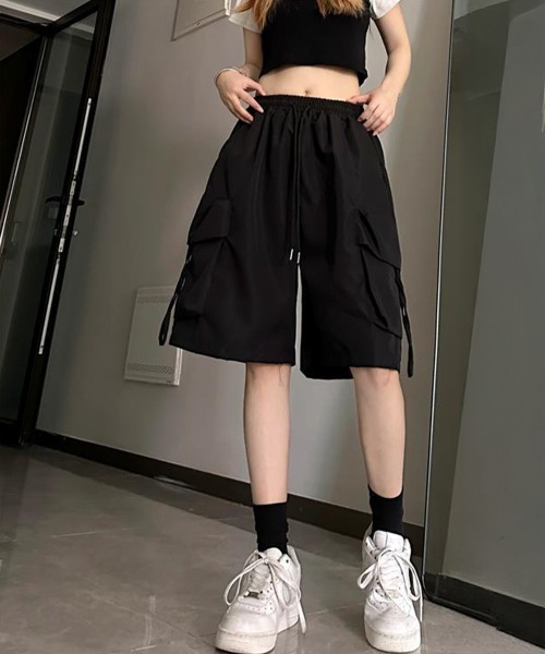 Miniministore（ミニミニストア）の「カーゴショートパンツ 5分丈ハーフパンツ（カーゴパンツ・レディース・ブラック/ピンク/ブルーグレー/ブルー・L/M）」の8枚目の写真