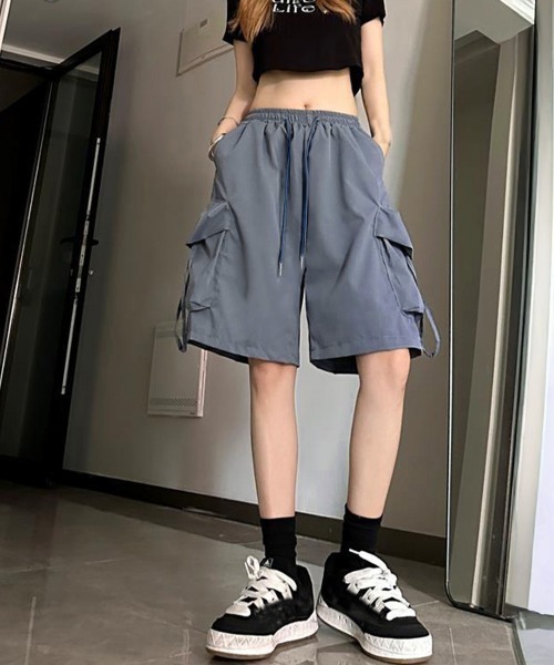 Miniministore（ミニミニストア）の「カーゴショートパンツ 5分丈ハーフパンツ（カーゴパンツ・レディース・ブラック/ピンク/ブルーグレー/ブルー・L/M）」の10枚目の写真