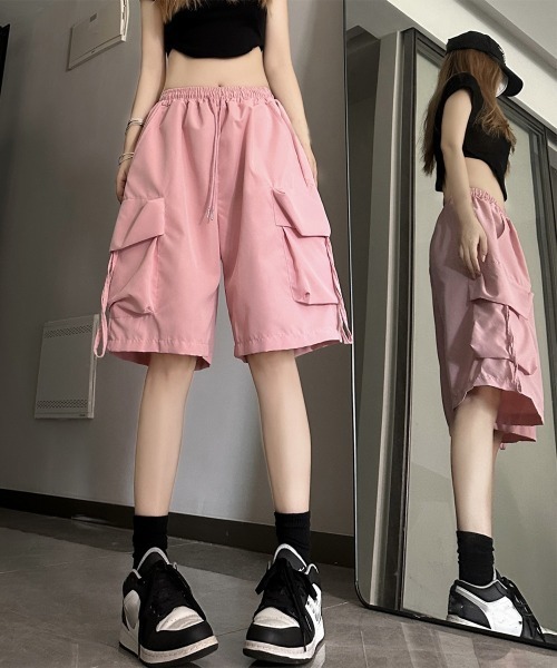 Miniministore（ミニミニストア）の「カーゴショートパンツ 5分丈ハーフパンツ（カーゴパンツ・レディース・ブラック/ピンク/ブルーグレー/ブルー・L/M）」の16枚目の写真