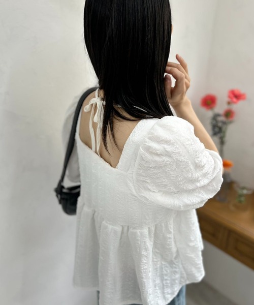 mebole(メボレ)の「バックリボンフレンチトップ(シャツ/ブラウス・レディース・ホワイト・FREE)」の12枚目の写真