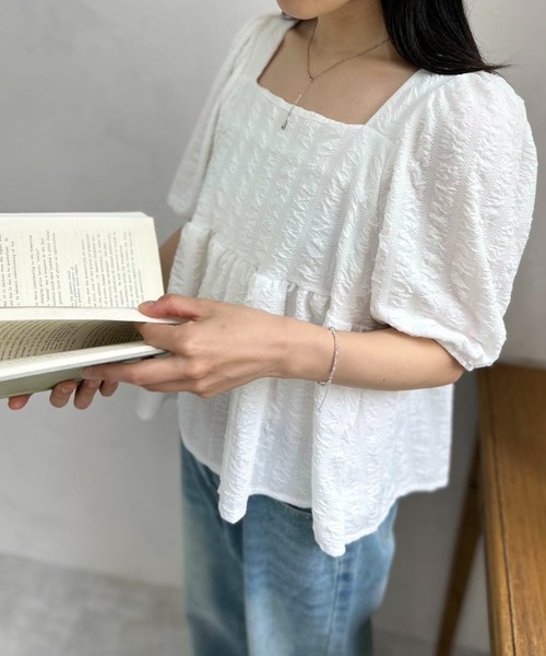 mebole(メボレ)の「バックリボンフレンチトップ(シャツ/ブラウス・レディース・ホワイト・FREE)」の7枚目の写真