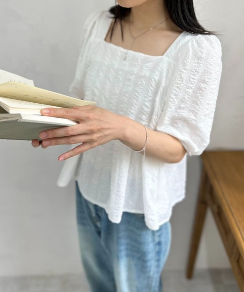 mebole(メボレ)の「バックリボンフレンチトップ(シャツ/ブラウス・レディース・ホワイト・FREE)」の5枚目の写真