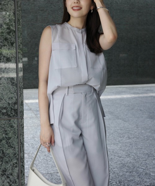 anuans（アニュアンス）の「シアーボイルセミワイドパンツ（その他パンツ・レディース・グレー/ネイビー/グレー系その他2・SMALL/MEDIUM）」の4枚目の写真