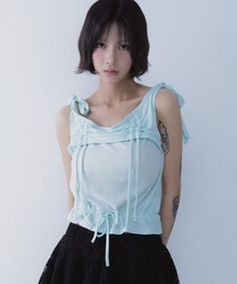 SETSETSET（セットセットセット）の「A'GEM/9 × .kom 『SETSETSET/セットセットセット』 RABBIT SHIRRING T-SHIRT/ラビット シャーリング半袖Tシャツ（Tシャツ/カットソー）」