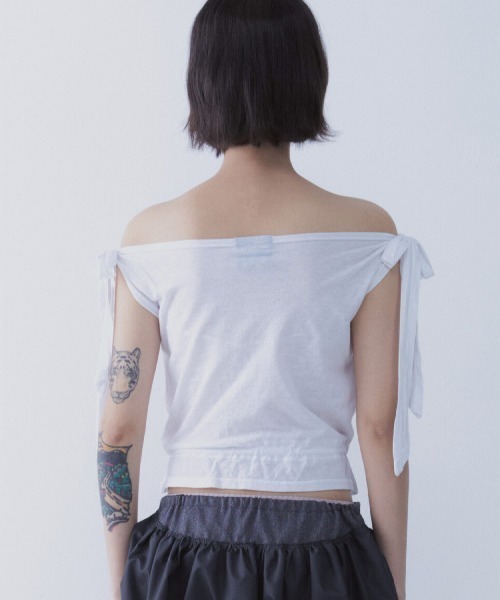SETSETSET（セットセットセット）の「A'GEM/9 × .kom 『SETSETSET/セットセットセット』 RABBIT SHIRRING T-SHIRT/ラビット シャーリング半袖Tシャツ（Tシャツ/カットソー・レディース・ホワイト/ブルー/ブラック・FREE）」の11枚目の写真