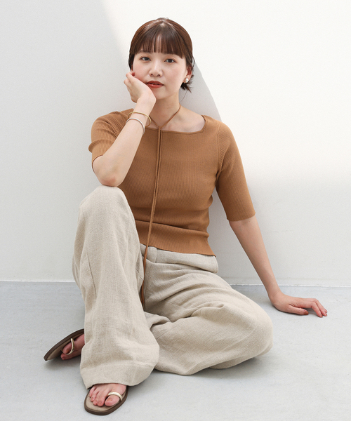 IENA（イエナ）の「B.コード付きスクエアプルオーバー（ニット