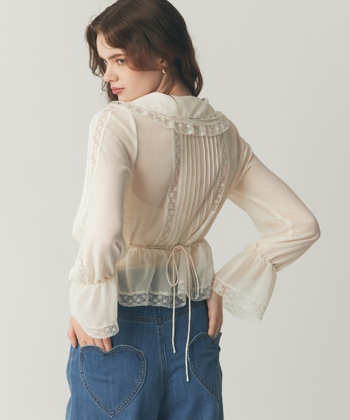 DEICY(デイシー)の「レースピンタックシフォンブラウス(シャツ/ブラウス・レディース・ライトブルー/ベビーピンク/アイボリー・FREE)」の21枚目の写真