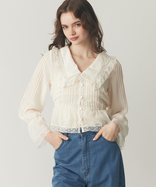 DEICY(デイシー)の「レースピンタックシフォンブラウス(シャツ/ブラウス・レディース・ライトブルー/ベビーピンク/アイボリー・FREE)」の19枚目の写真