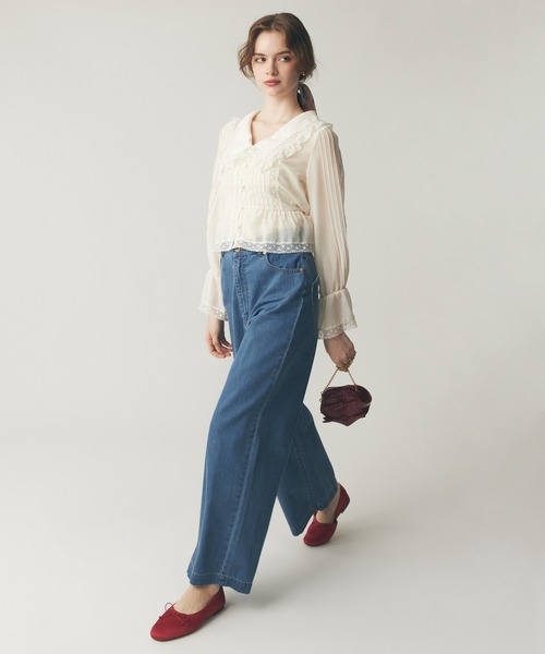 DEICY(デイシー)の「レースピンタックシフォンブラウス(シャツ/ブラウス・レディース・ライトブルー/ベビーピンク/アイボリー・FREE)」の5枚目の写真