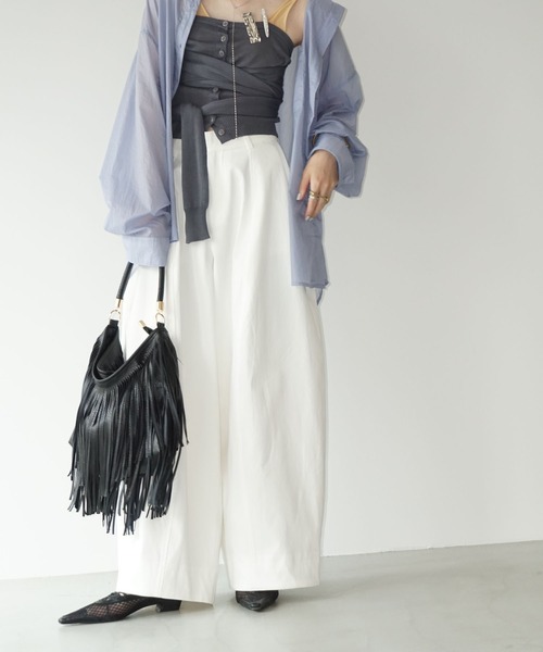 レザーライク フリンジショルダーバッグ cha25a002-ファッション