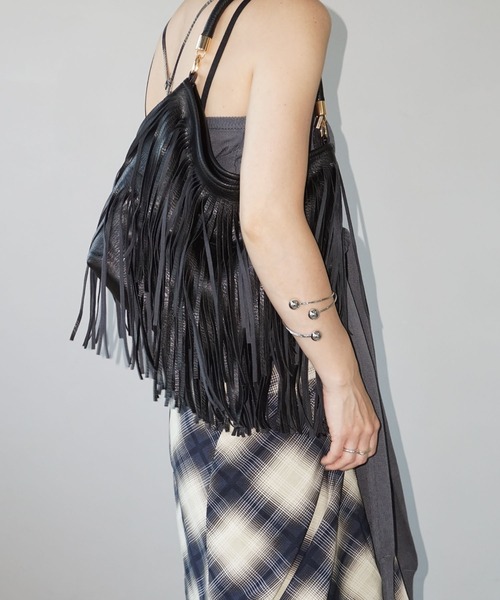 レザーライク フリンジショルダーバッグ cha25a002-ファッション通販