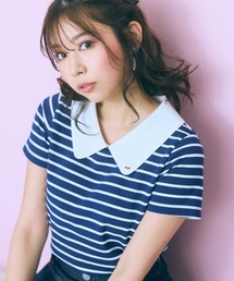 marun | ＜大きいサイズ＞衿元刺しゅうシャツドッキングトップス marun(Tシャツ/カットソー)