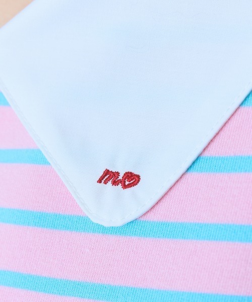 marun（マルン）の「＜大きいサイズ＞衿元刺しゅうシャツドッキングトップス marun（Tシャツ/カットソー・レディース・ネイビー/ピンク・L/LL/3L/4L/5L）」の17枚目の写真