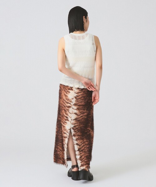 Ray BEAMS（レイビームス）の「ボーダー レース編み ベスト（ベスト・レディース・オフホワイト/レッド・ONE SIZE）」の4枚目の写真