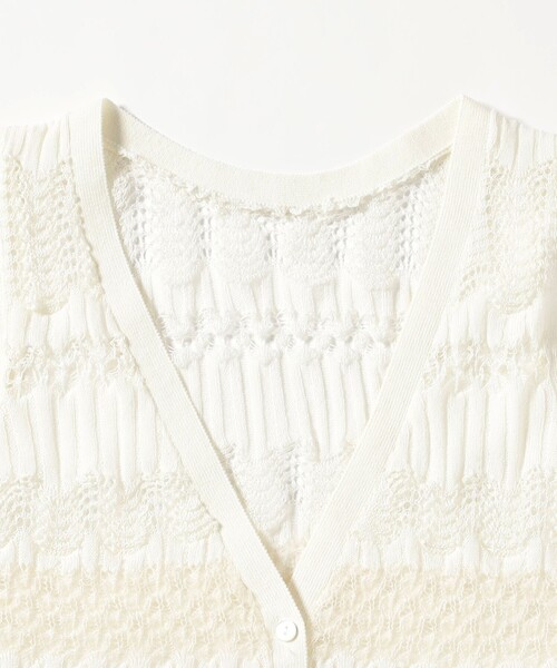 Ray BEAMS（レイビームス）の「ボーダー レース編み ベスト（ベスト・レディース・オフホワイト/レッド・ONE SIZE）」の12枚目の写真